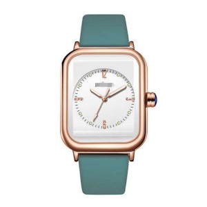 Fashionable Sport Style Square Dial Silicone Strap Women Wrist Watch - White and Green