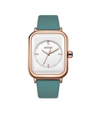 Fashionable Sport Style Square Dial Silicone Strap Women Wrist Watch - White and Green