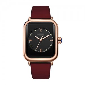 Fashionable Sport Style Square Dial Silicone Strap Women Wrist Watch - Red Wine