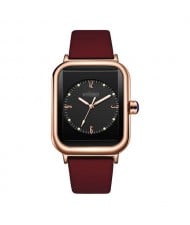 Fashionable Sport Style Square Dial Silicone Strap Women Wrist Watch - Red Wine