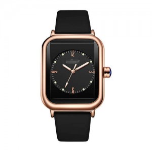 Fashionable Sport Style Square Dial Silicone Strap Women Wrist Watch - Black