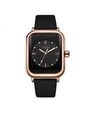 Fashionable Sport Style Square Dial Silicone Strap Women Wrist Watch - Black