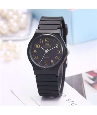 Casual Style Black Soft Plastic Strap Waterproof Street Fashion Women Wrist Watch - NO.3