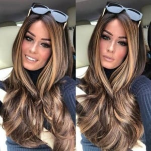European and American Fashion Gradient Mixed Color Curly Long Synthetic Hair Wholesale Women Wig