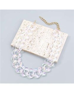 U.S. Fashion Punk Style Thick Chain Resin Women Necklace - White