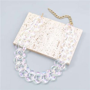 U.S. Fashion Punk Style Thick Chain Resin Women Necklace - White