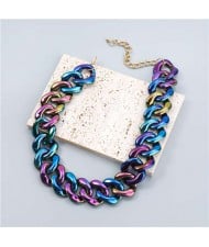 U.S. Fashion Punk Style Thick Chain Resin Women Necklace - Blue