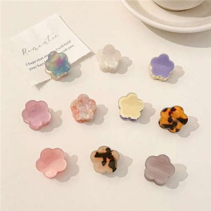 (10 Pieces) Fahion Mini Flower Design Leopard Prints and Candy Colors Combo Bangs Hair Clips Set