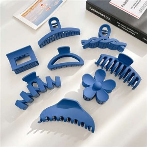 (8 Pieces Set) Dark Blue Korean Fashion Elegant Design Hair Clips Accessories Set