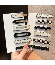 (12 Pieces Set) Wholesale Fashion Jewelry Black and White Simple Hair Clips Accessories Set