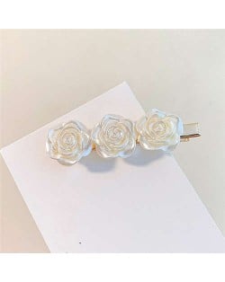 French Romantic Style Elegant White Camellia Flower Hair Clip