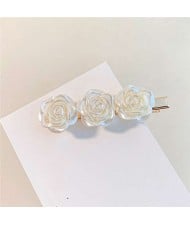 French Romantic Style Elegant White Camellia Flower Hair Clip