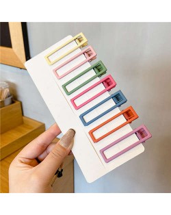 (7 Pieces Set) Simple Design Korean Fashion Colorful Hair Clips Set - Rectangle