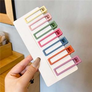 (7 Pieces Set) Simple Design Korean Fashion Colorful Hair Clips Set - Rectangle