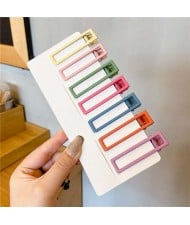 (7 Pieces Set) Simple Design Korean Fashion Colorful Hair Clips Set - Rectangle