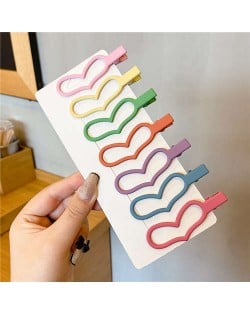 (7 Pieces Set) Simple Design Korean Fashion Colorful Hair Clips Set - 