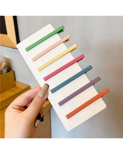 (7 Pieces Set) Simple Design Korean Fashion Colorful Hair Clips Set - Heart