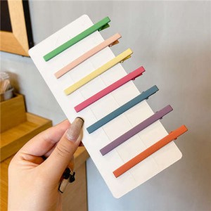 (7 Pieces Set) Simple Design Korean Fashion Colorful Hair Clips Set - Long Strip