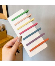 (7 Pieces Set) Simple Design Korean Fashion Colorful Hair Clips Set - Long Strip