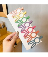 (7 Pieces Set) Simple Design Korean Fashion Colorful Hair Clips Set - Rabbit