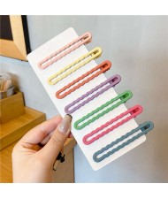 (7 Pieces Set) Simple Design Korean Fashion Colorful Hair Clips Set - Wave