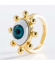 Classic Lucky Triangle Eye Design Royal Blue Women Copper Ring