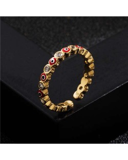 Lovely Eyes Design Wholesale Fashion Jewelry Gold Plated Copper Ring - Red