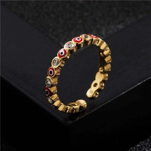 Lovely Eyes Design Wholesale Fashion Jewelry Gold Plated Copper Ring - Red