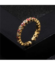 Lovely Eyes Design Wholesale Fashion Jewelry Gold Plated Copper Ring - Red