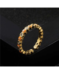 Lovely Eyes Design Wholesale Fashion Jewelry Gold Plated Copper Ring - Orange