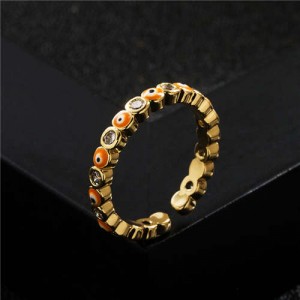 Lovely Eyes Design Wholesale Fashion Jewelry Gold Plated Copper Ring - Orange
