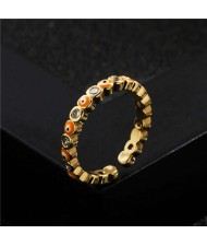 Lovely Eyes Design Wholesale Fashion Jewelry Gold Plated Copper Ring - Orange