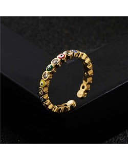 Lovely Eyes Design Wholesale Fashion Jewelry Gold Plated Copper Ring - Multicolor