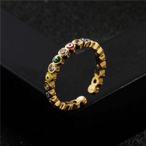 Lovely Eyes Design Wholesale Fashion Jewelry Gold Plated Copper Ring - Multicolor