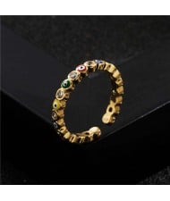 Lovely Eyes Design Wholesale Fashion Jewelry Gold Plated Copper Ring - Multicolor