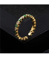 Lovely Eyes Design Wholesale Fashion Jewelry Gold Plated Copper Ring - Green