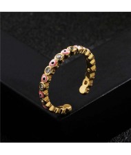 Lovely Eyes Design Wholesale Fashion Jewelry Gold Plated Copper Ring - Pink