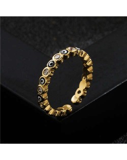 Lovely Eyes Design Wholesale Fashion Jewelry Gold Plated Copper Ring - Black