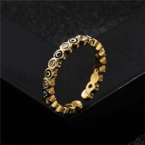 Lovely Eyes Design Wholesale Fashion Jewelry Gold Plated Copper Ring - Black
