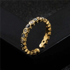 Lovely Eyes Design Wholesale Fashion Jewelry Gold Plated Copper Ring - Black