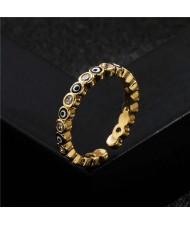 Lovely Eyes Design Wholesale Fashion Jewelry Gold Plated Copper Ring - Black