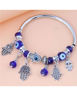 Evil Eye and Hands Pendants Beads Fashion Women Friendship Blue Bracelet