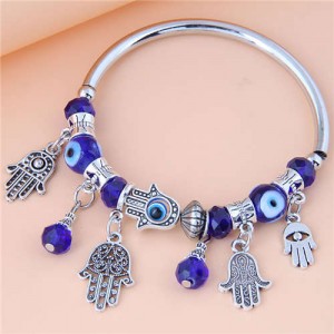 Evil Eye and Hands Pendants Beads Fashion Women Friendship Blue Bracelet