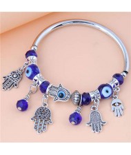 Evil Eye and Hands Pendants Beads Fashion Women Friendship Blue Bracelet