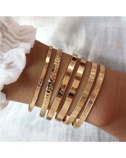 Love Engraving Design Golden U.S.and European Fashion Women 6 pcs Bracelets Set