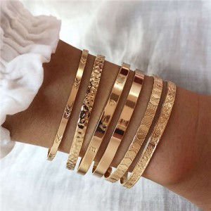 Love Engraving Design Golden U.S.and European Fashion Women 6 pcs Bracelets Set