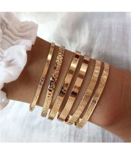 Love Engraving Design Golden U.S.and European Fashion Women 6 pcs Bracelets Set