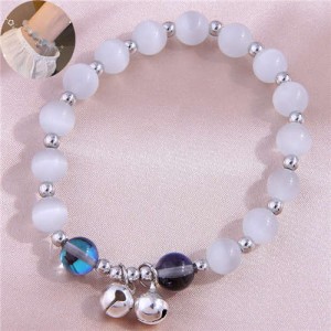 Bells Pendant Opal Beads Korean Fashion Minimalist Women Wholesale Bracelet - Blue