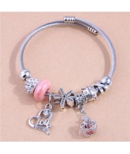 Love Heart and Crown Pendants High Fashion Beads Women Friendship Bracelet