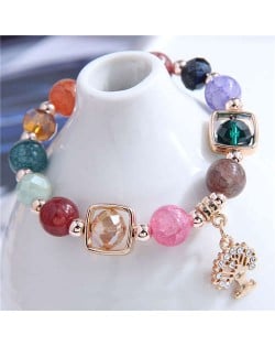 Golden Tree Pendant Colorful Acrylic Beads High Fashion Women Wholesale Bracelet